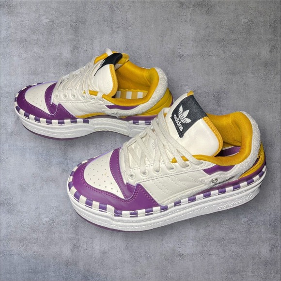 Adidas Forum Bold Low Girls Are Awesome White Purple Yellow Women's Sneakers Sz6 - Picture 3 of 5